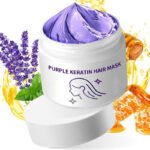 Masque capillaire à la kératine pourpre - Fixe la couleur et neutralise les tons cuivrés et jaunes pour les cheveux blonds, gris argentés et méchés – Image 13