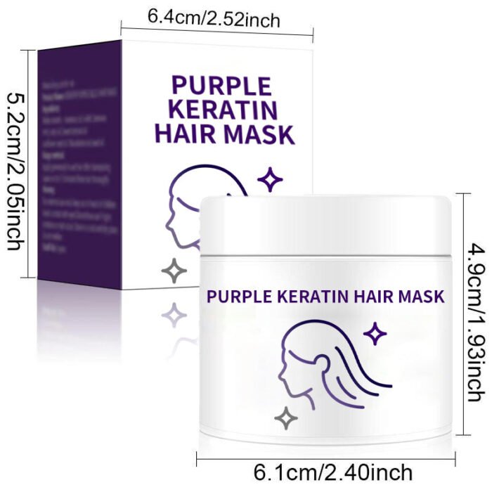 Masque capillaire à la kératine pourpre - Fixe la couleur et neutralise les tons cuivrés et jaunes pour les cheveux blonds, gris argentés et méchés – Image 15