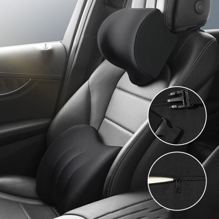 Appui-tête et coussin lombaire ergonomiques pour siège de voiture – Image 4