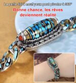 Bracelet de perles Dzi à neuf yeux mantra turquoise à six caractères – Image 2