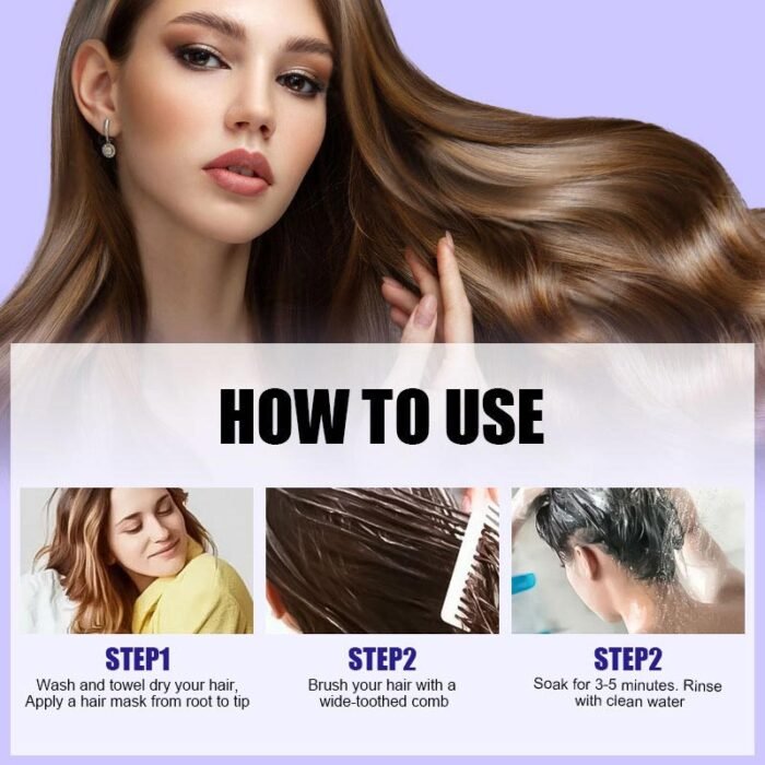 Masque capillaire à la kératine pourpre - Fixe la couleur et neutralise les tons cuivrés et jaunes pour les cheveux blonds, gris argentés et méchés – Image 11
