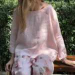 🔥Ensemble deux pièces avec haut uni et pantalon large fleuri🌸 – Image 4
