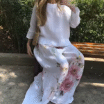 🔥Ensemble deux pièces avec haut uni et pantalon large fleuri🌸 – Image 7
