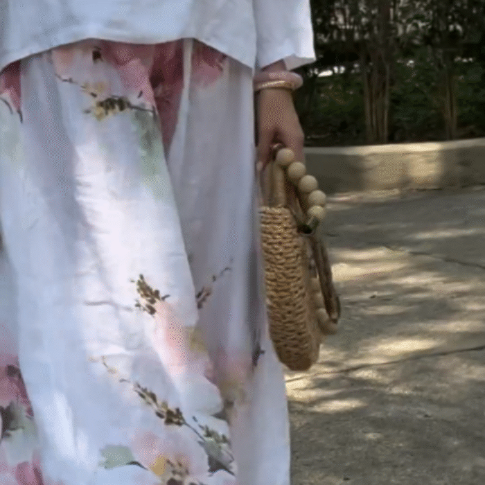 🔥Ensemble deux pièces avec haut uni et pantalon large fleuri🌸 – Image 6